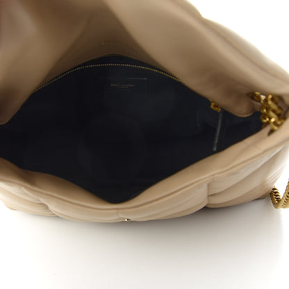 Saint Laurent Lambskin Quilted Medium Loulou Puffer Monogram Chain Satchel Dark Beige 5 of 10