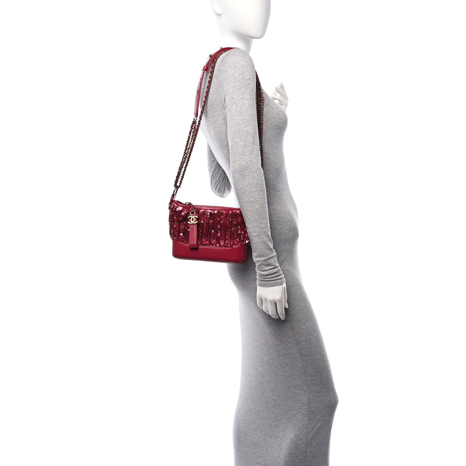 Chanel Sequin Calfskin Small Gabrielle Hobo Red 2 of 11