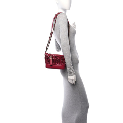 Chanel Sequin Calfskin Small Gabrielle Hobo Red 2 of 11