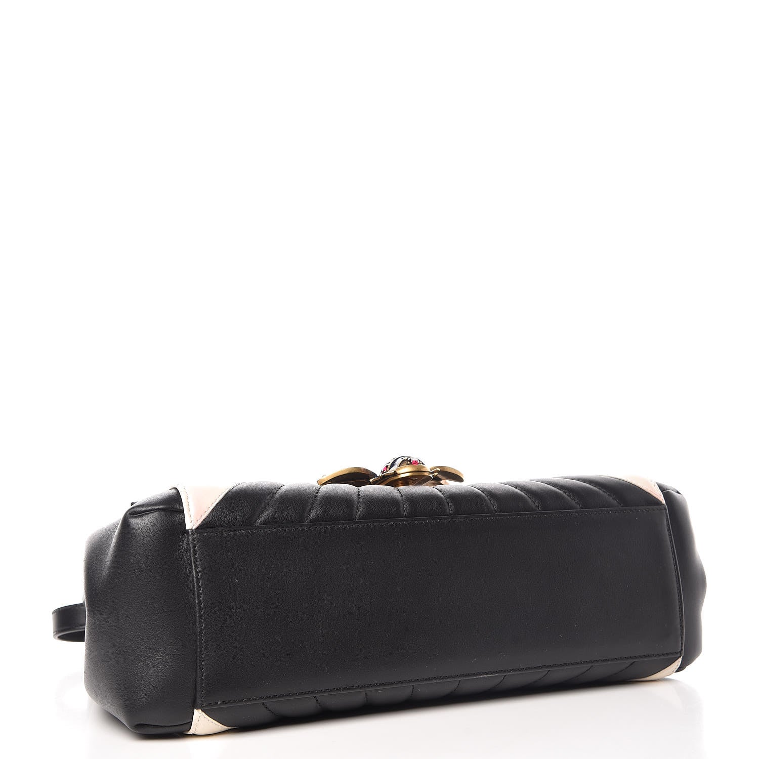 Gucci Calfskin Bamboo Trapuntata Queen Margaret Top Handle Bag Mystic White Black 4 of 8
