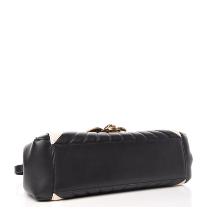 Gucci Calfskin Bamboo Trapuntata Queen Margaret Top Handle Bag Mystic White Black 4 of 8