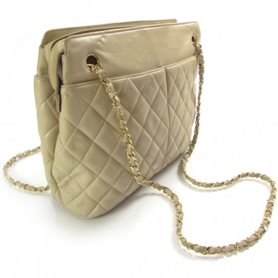 Chanel Lambskin Quilted Shoulder Bag Beige 3 of 12