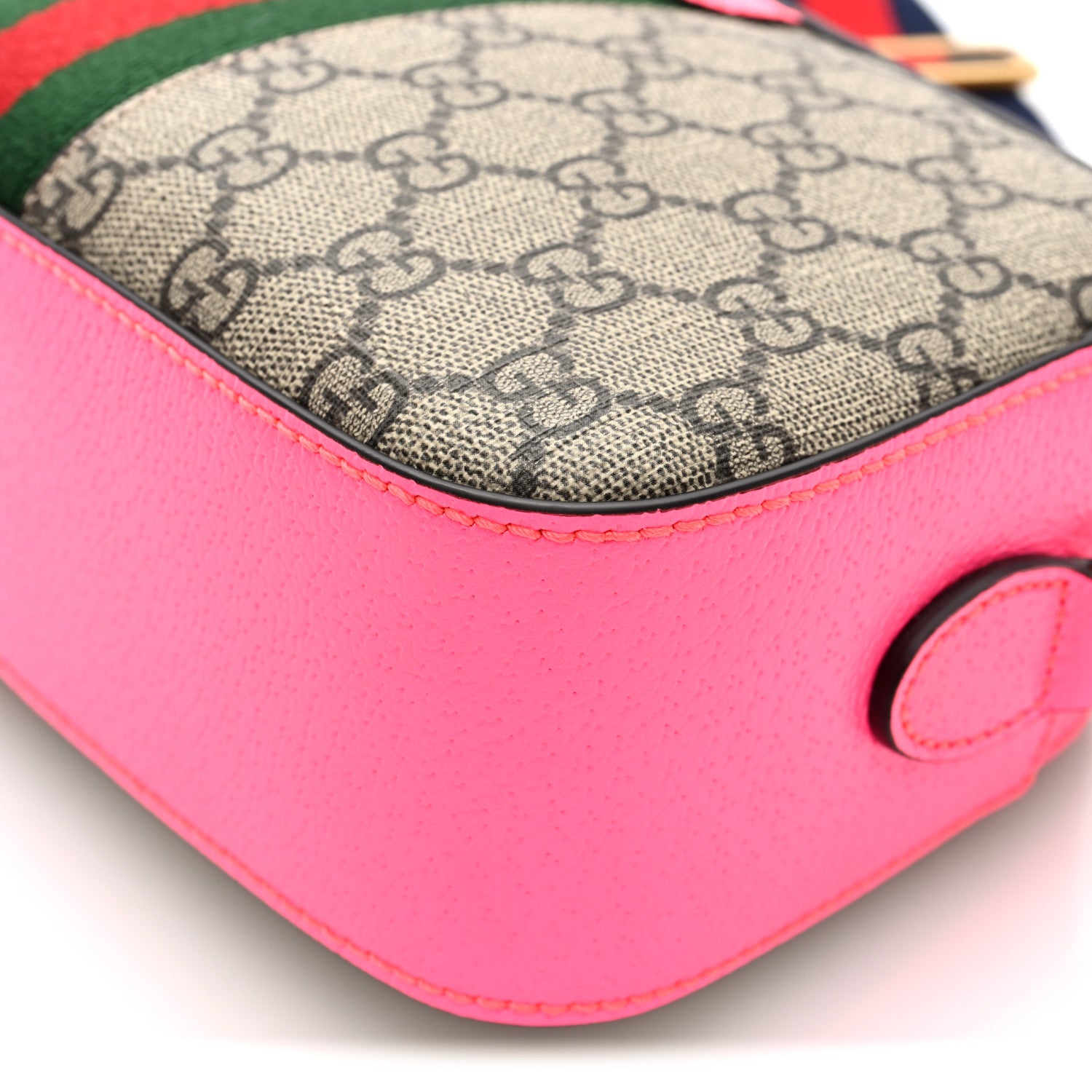 Gucci GG Supreme Monogram Textured Dollar Calfskin Web Ophidia Small Crossbody Bag Beige Ebony Fuchsia 10 of 10