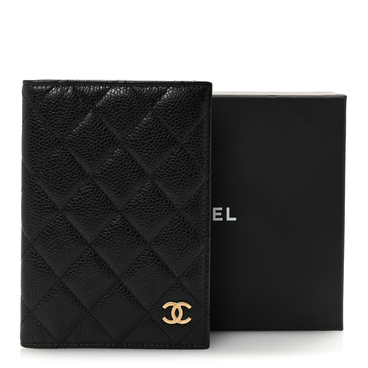 Caviar Quilted Passport Holder Black