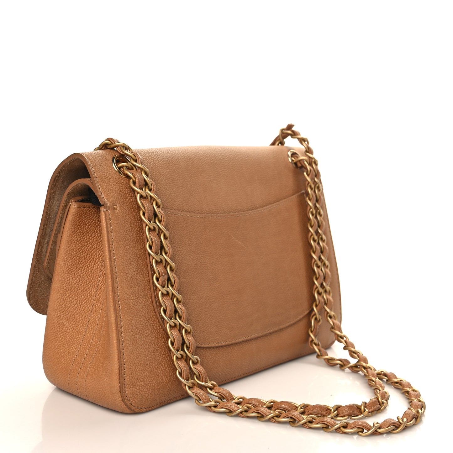 Grained Calfskin Jumbo Classic Pure Double Flap Beige