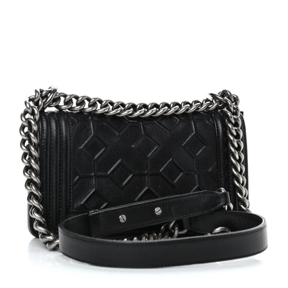 Chanel Calfskin Embossed Crystal Small Boy Flap Black 2 of 4