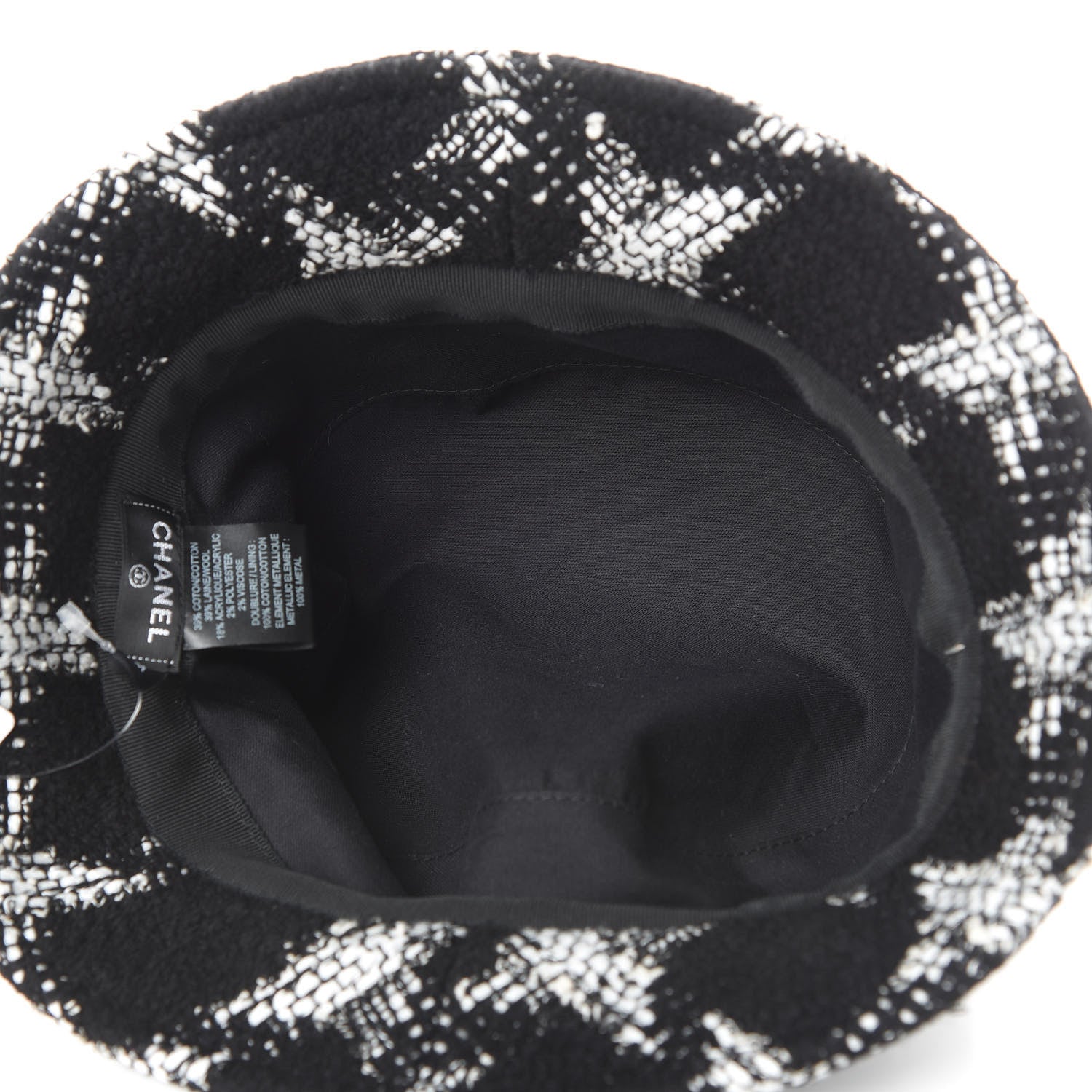 Chanel Tweed Bucket Hat M Black White 5 of 7