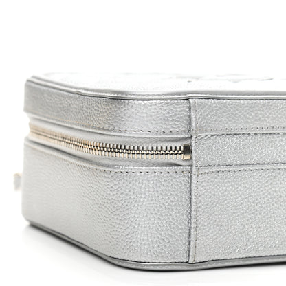 Chanel Metallic Caviar Quilted Medium CC Filigree Vanity Case Silver 9 of 9