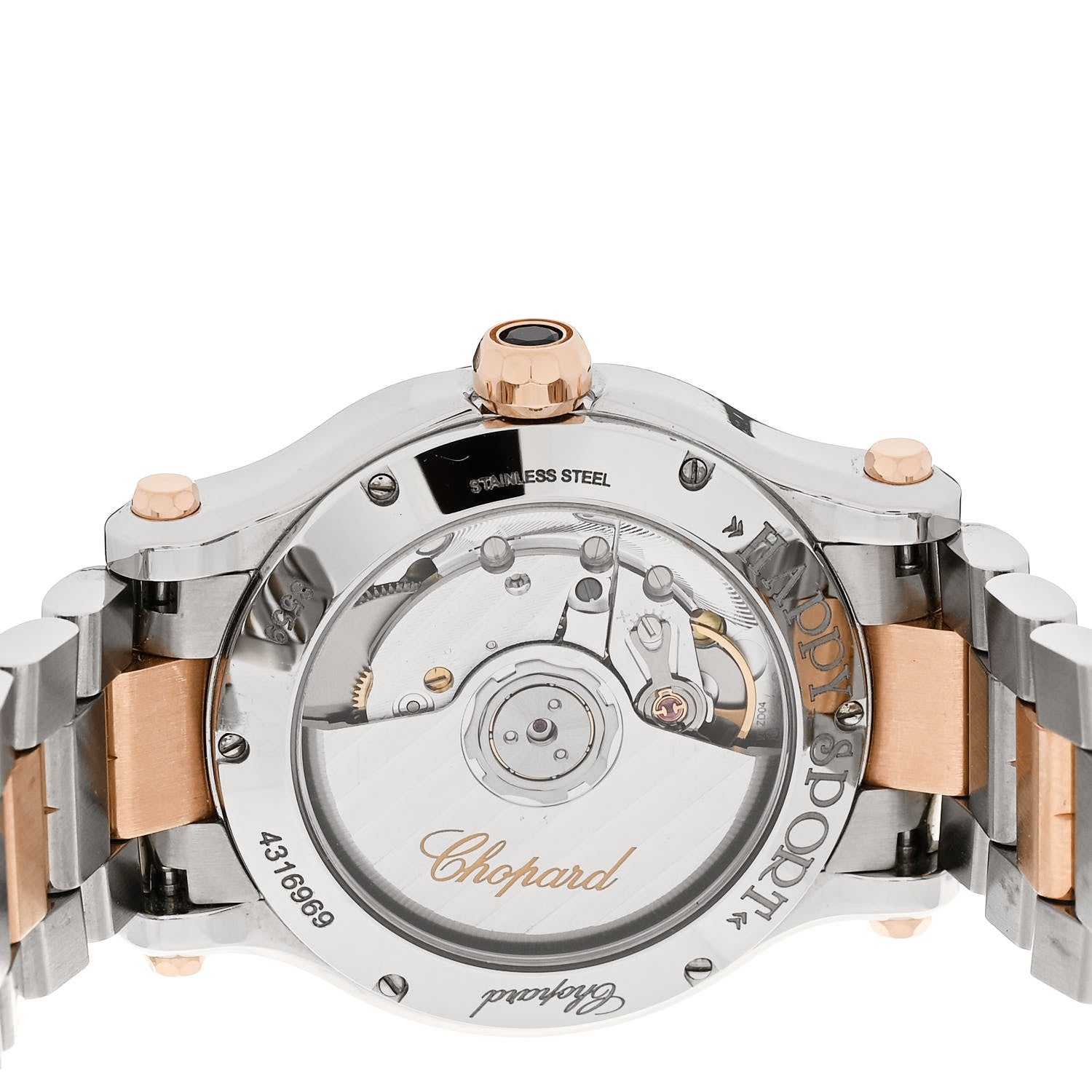 Chopard Stainless Steel 18K Rose Gold 7 Diamond 36mm Happy Sport Automatic Watch 4 of 5
