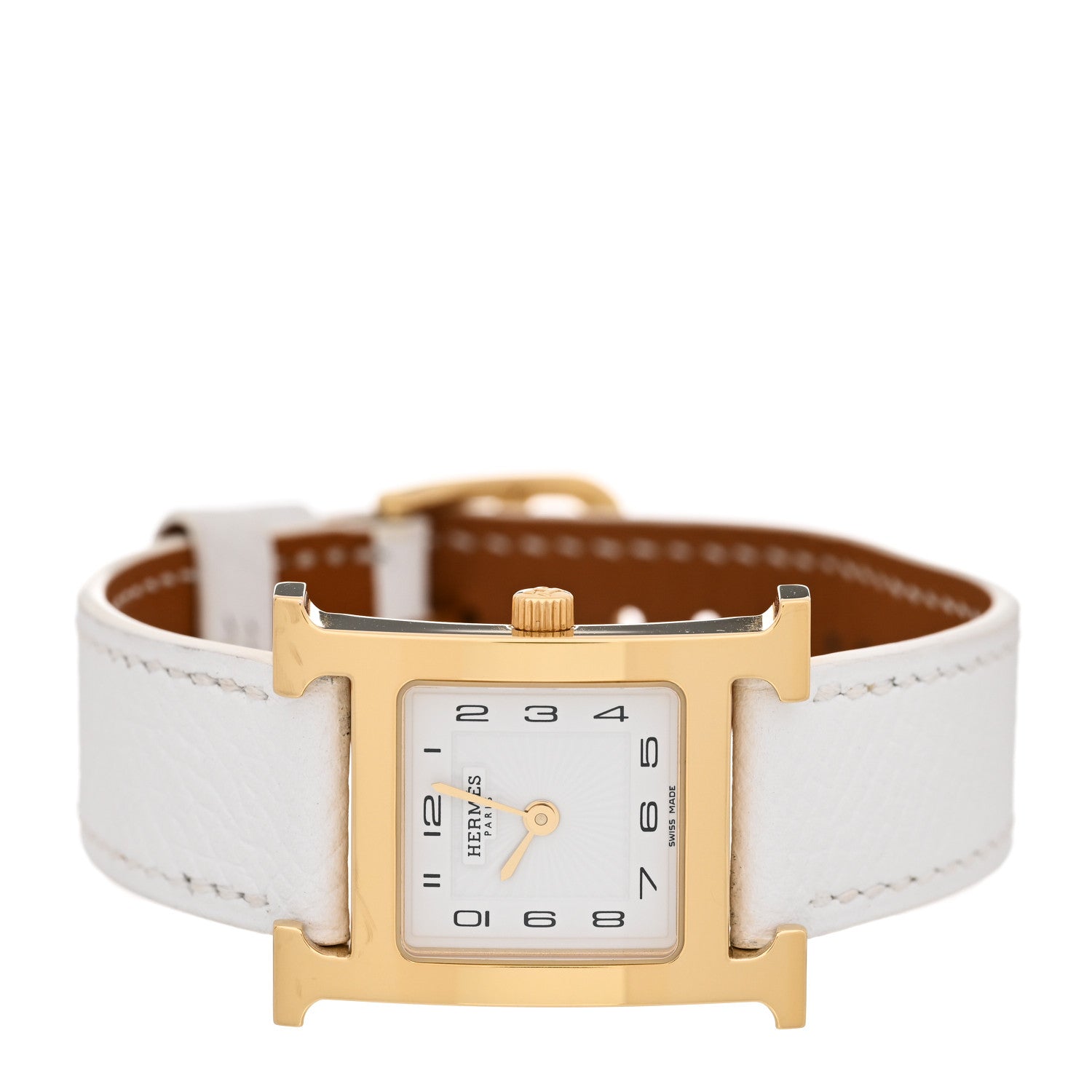 Hermes Stainless Steel Epsom 21mm Heure H Hour Quartz Watch Blanc 2 of 8