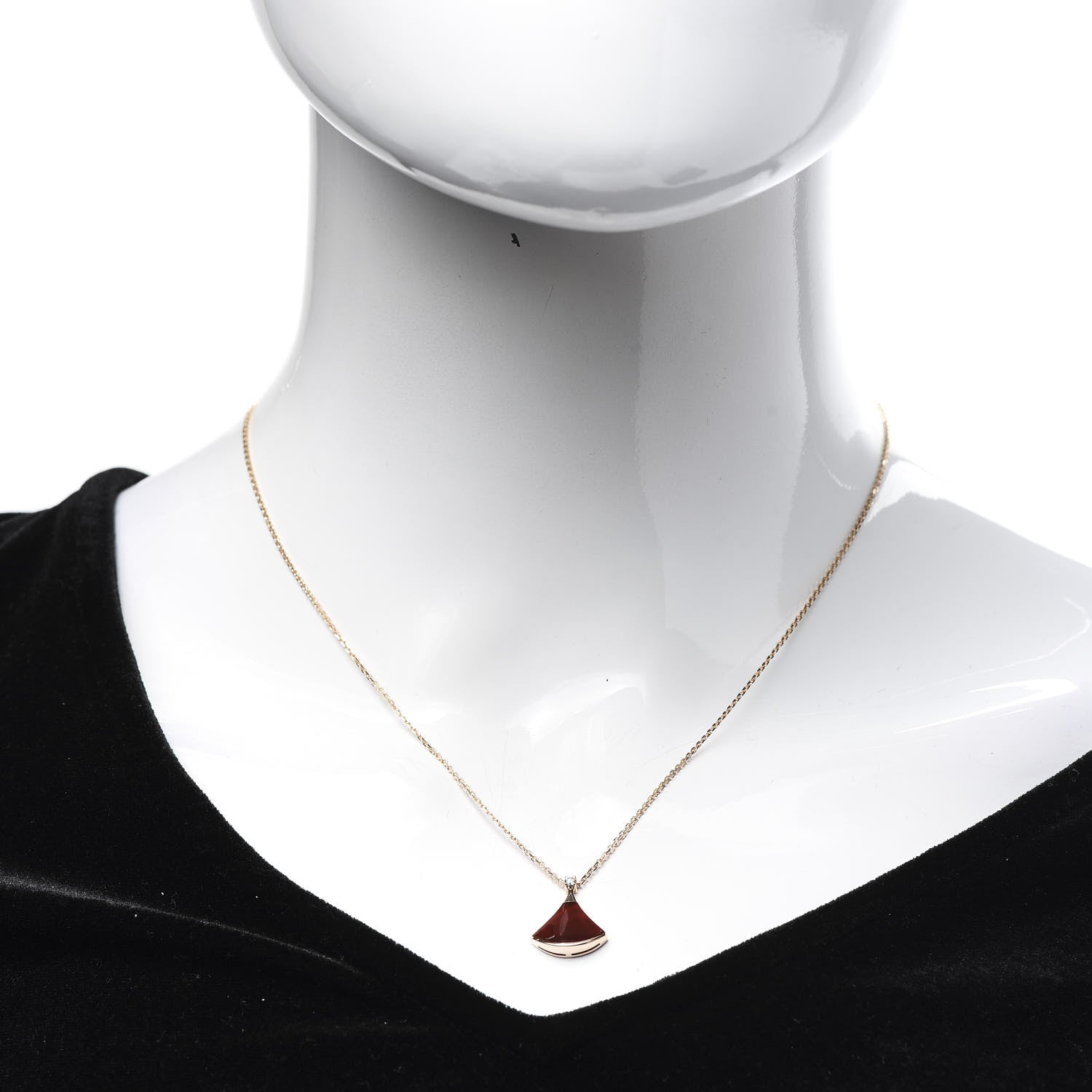 Bulgari 18K Rose Gold Diamond Carnelian Divas' Dream Pendant Necklace 2 of 6