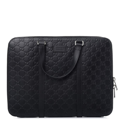 Gucci Guccissima Signature Briefcase Black 1 of 9
