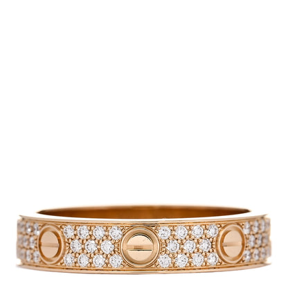 Cartier 18K Yellow Gold Diamond 4mm LOVE Wedding Paved Band Ring 52 6 3 of 5