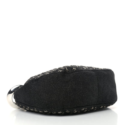 Jimmy Choo Glitter Canvas Star Studded Solar Sky Hobo Black 4 of 10