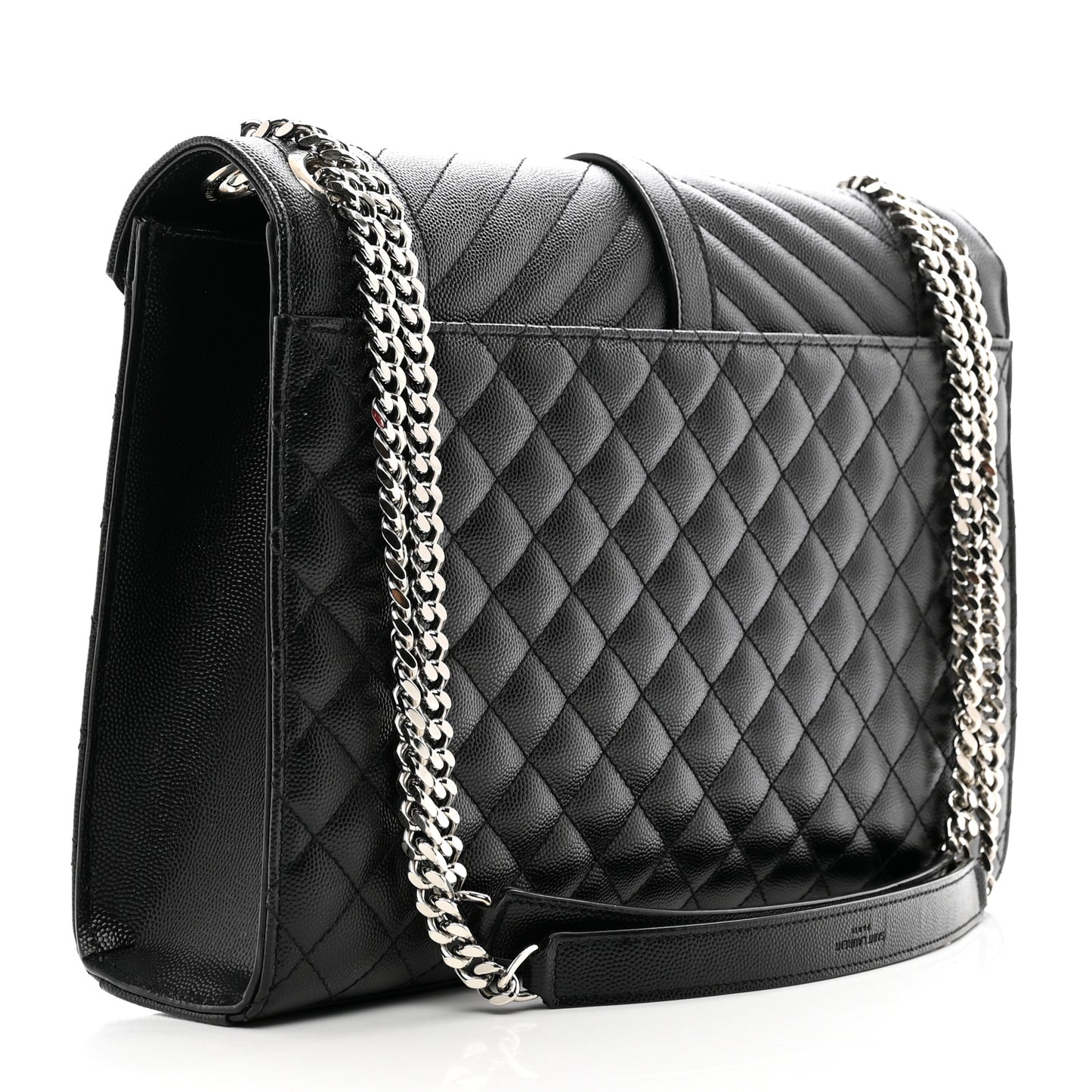 Grain De Poudre Textured Mixed Matelasse Large Triquilt Monogram Satchel Black