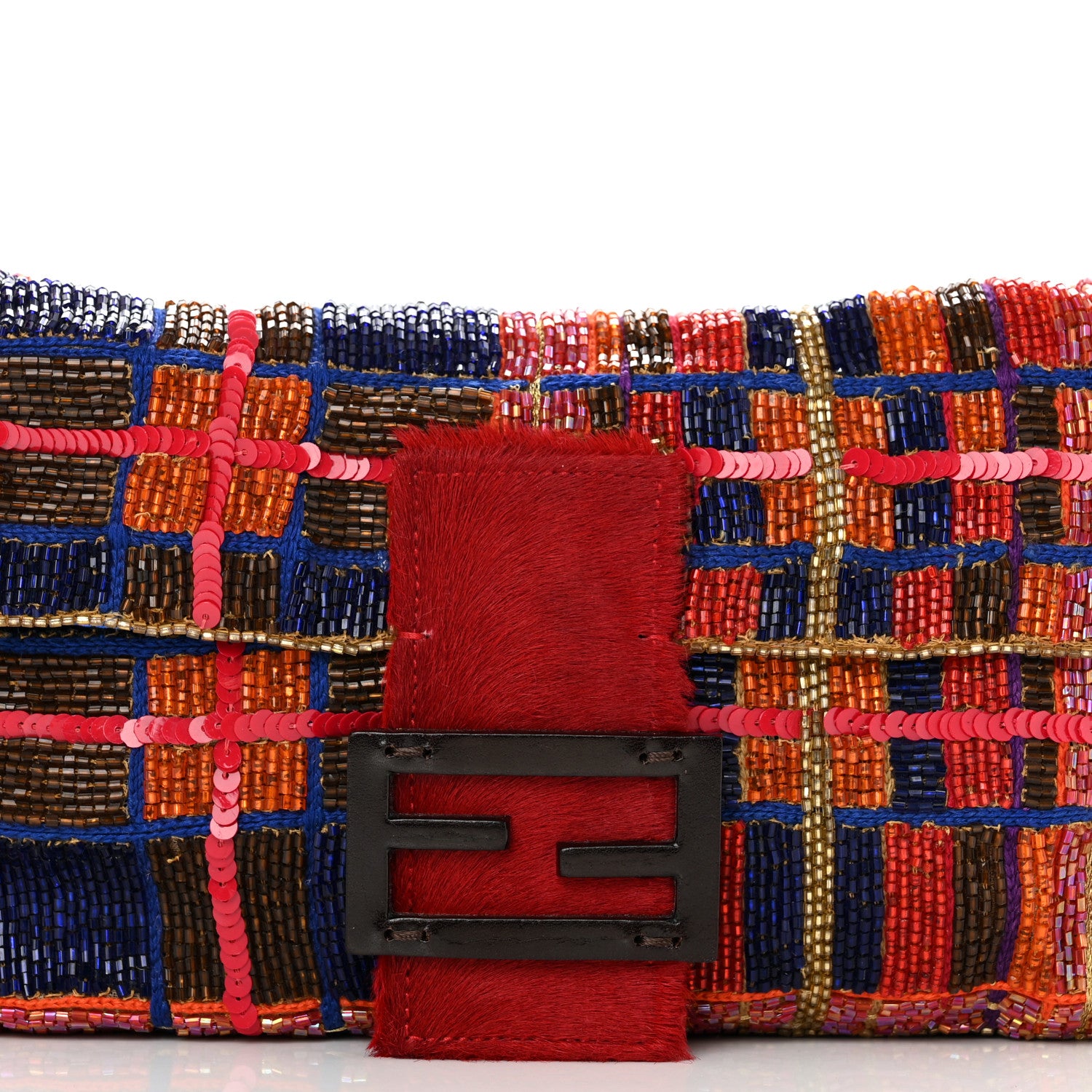 Fendi Satin Calf Hair Beaded Baguette Multicolor 9 of 11