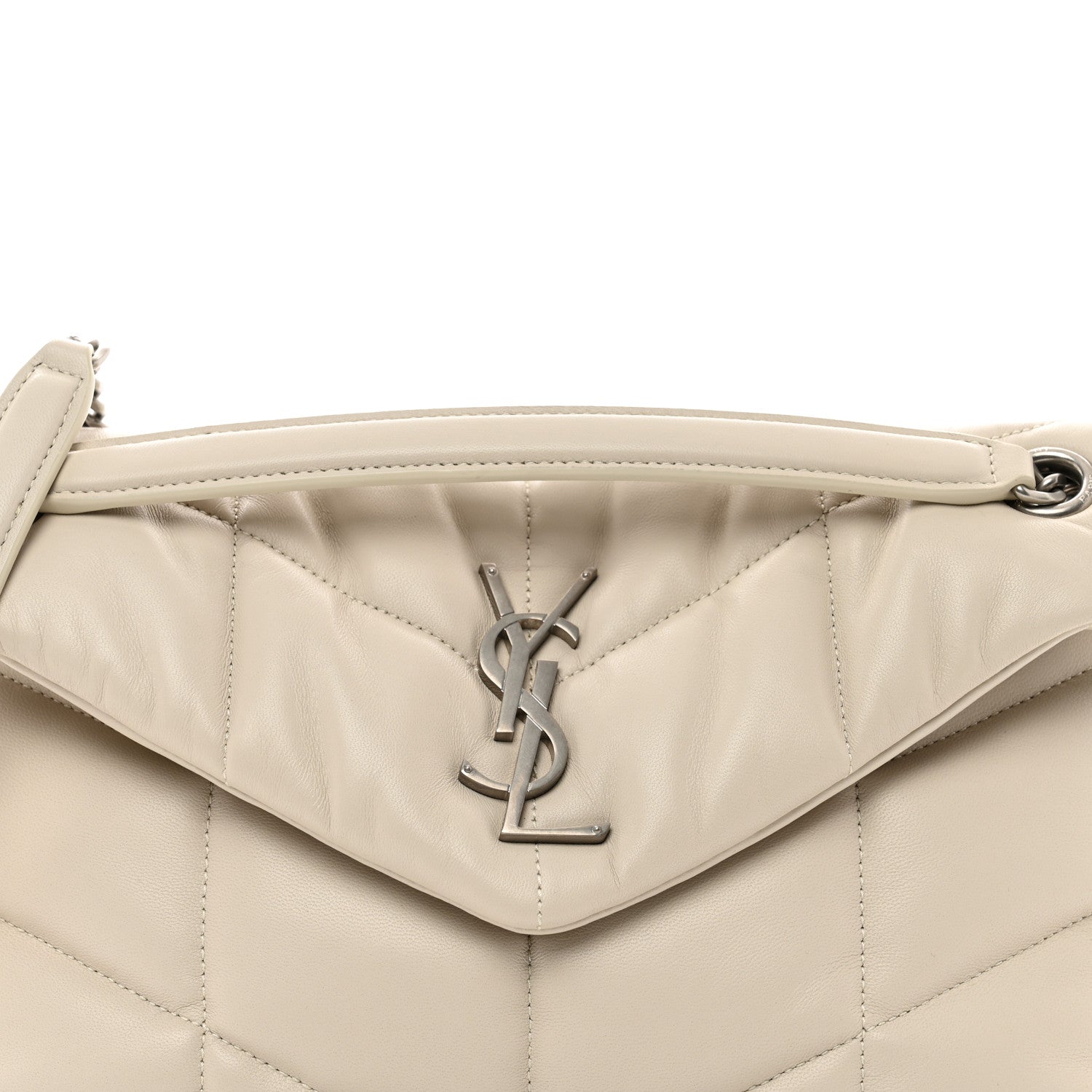 Saint Laurent Lambskin Quilted Small Loulou Puffer Monogram Chain Satchel Crema Soft 5 of 10