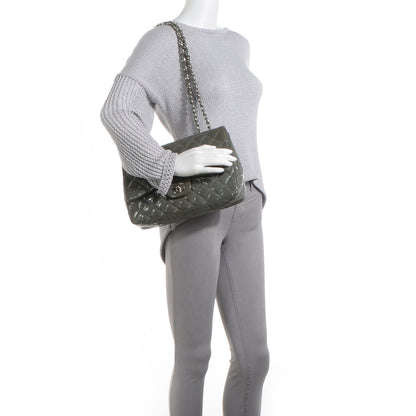 Chanel Patent Quilted Jumbo Single Flap Grey 2 of 9