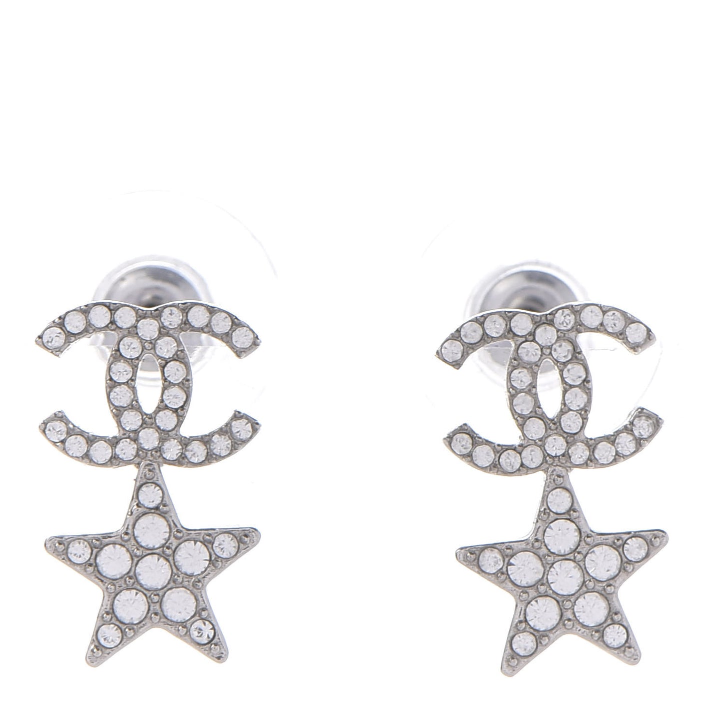 Crystal CC Star Earrings Silver