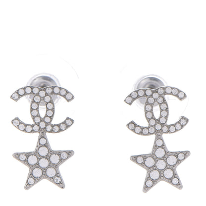 Chanel Crystal CC Star Earrings Silver 1 of 5