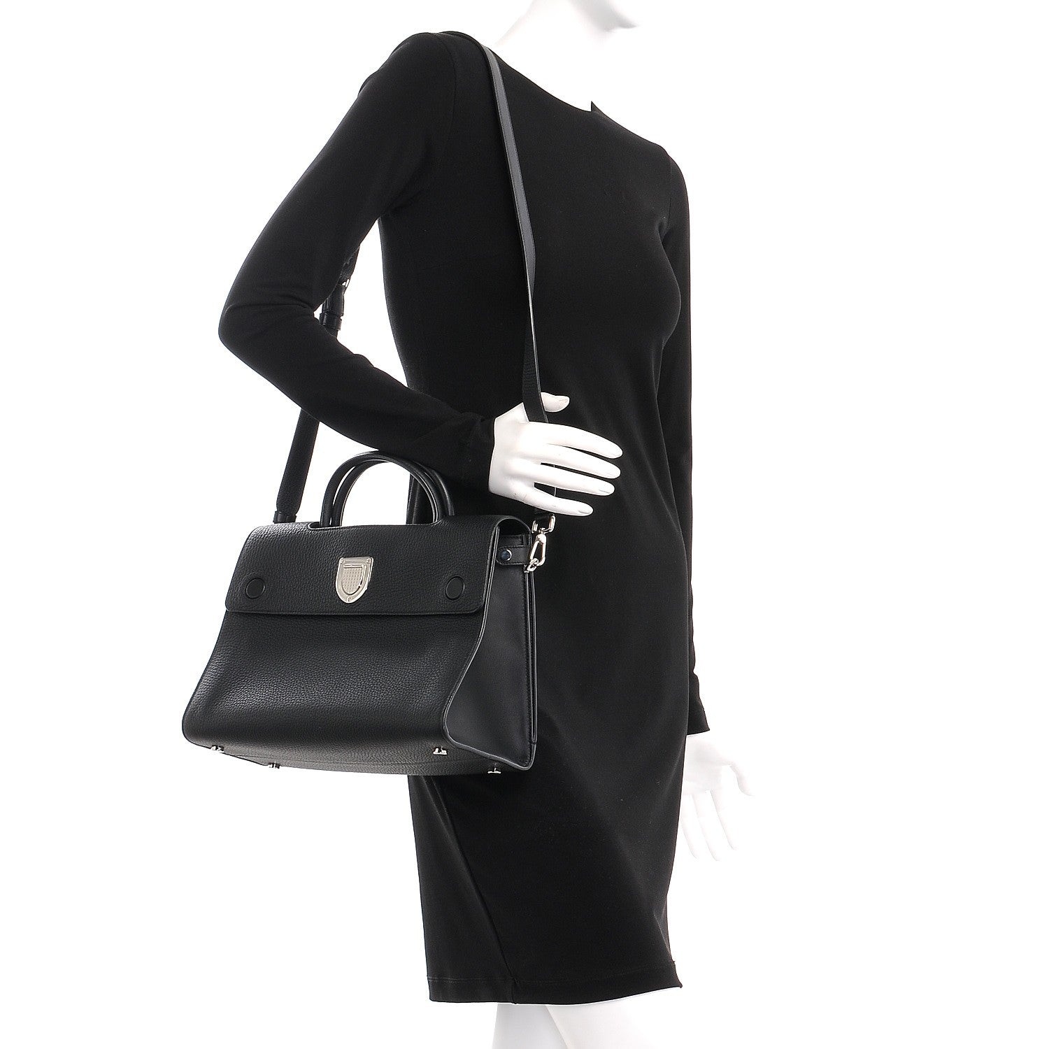 Christian Dior Grained Calfskin Medium Diorever Flap Black 2 of 8