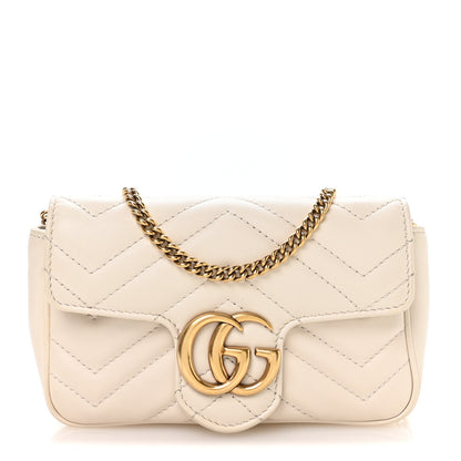 Gucci Calfskin Matelasse Super Mini GG Marmont Shoulder Bag White 1 of 10
