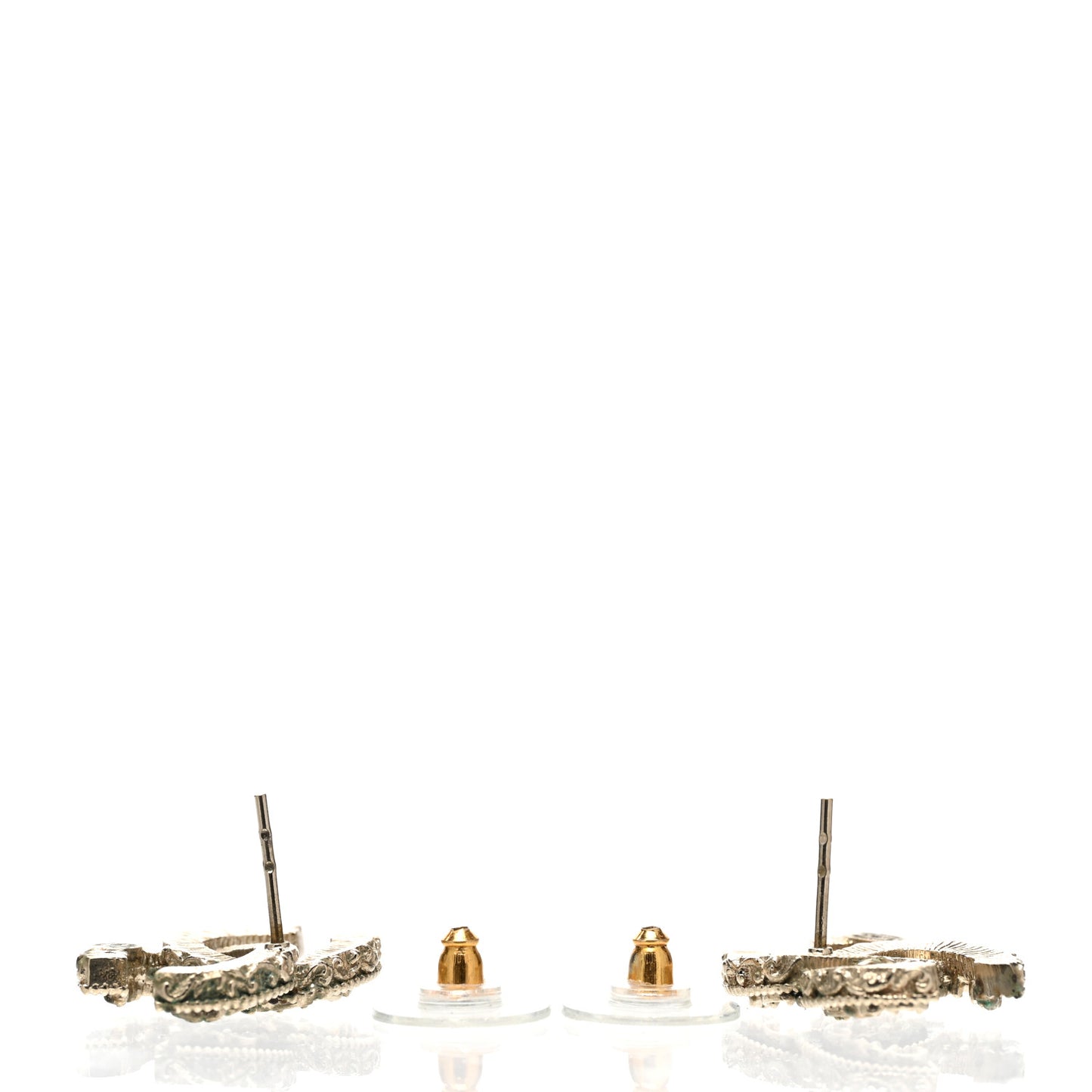 Enamel CC Baroque Earrings Black Gold