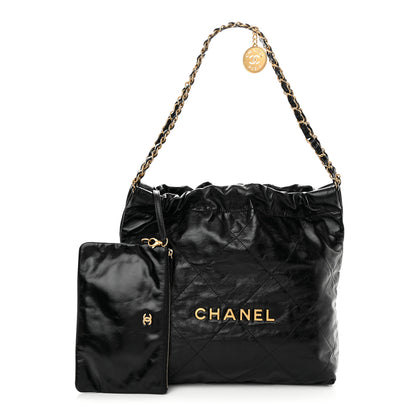 Chanel Shiny Calfskin Quilted Chanel 22 Black 1 of 12