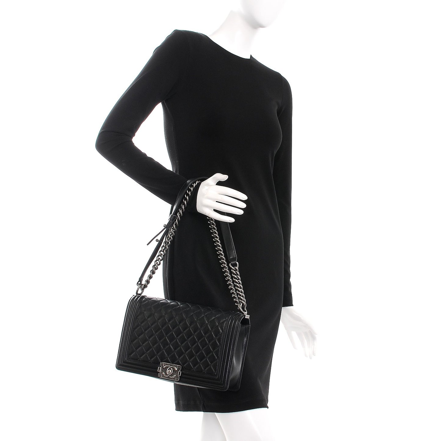 Calfskin Quilted New Medium Boy Flap Black