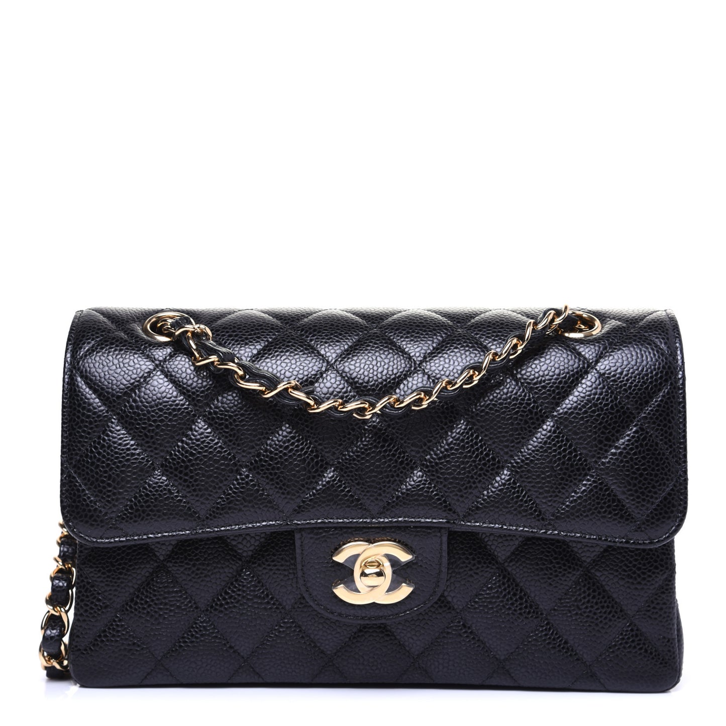 Caviar Quilted Small Double Flap Black