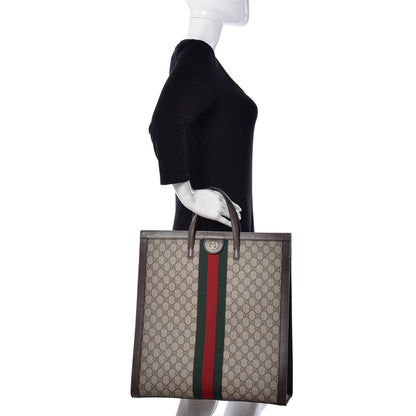 Gucci GG Supreme Monogram Web Ophidia Vertical Tote Brown 3 of 10