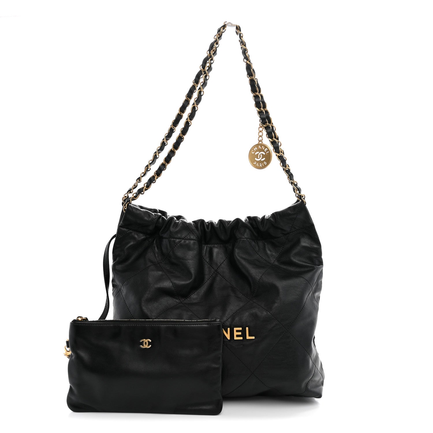 Chanel Shiny Calfskin Quilted Small Chanel 22 Black 2 of 11