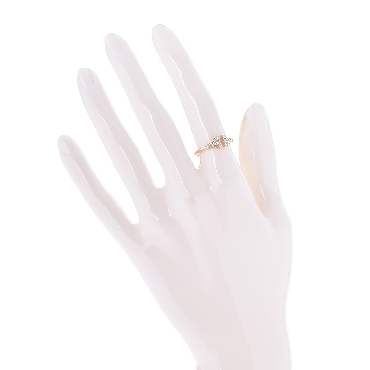 Tiffany 18K Yellow Gold Diamond T Wire Ring 50 5.5 2 of 6