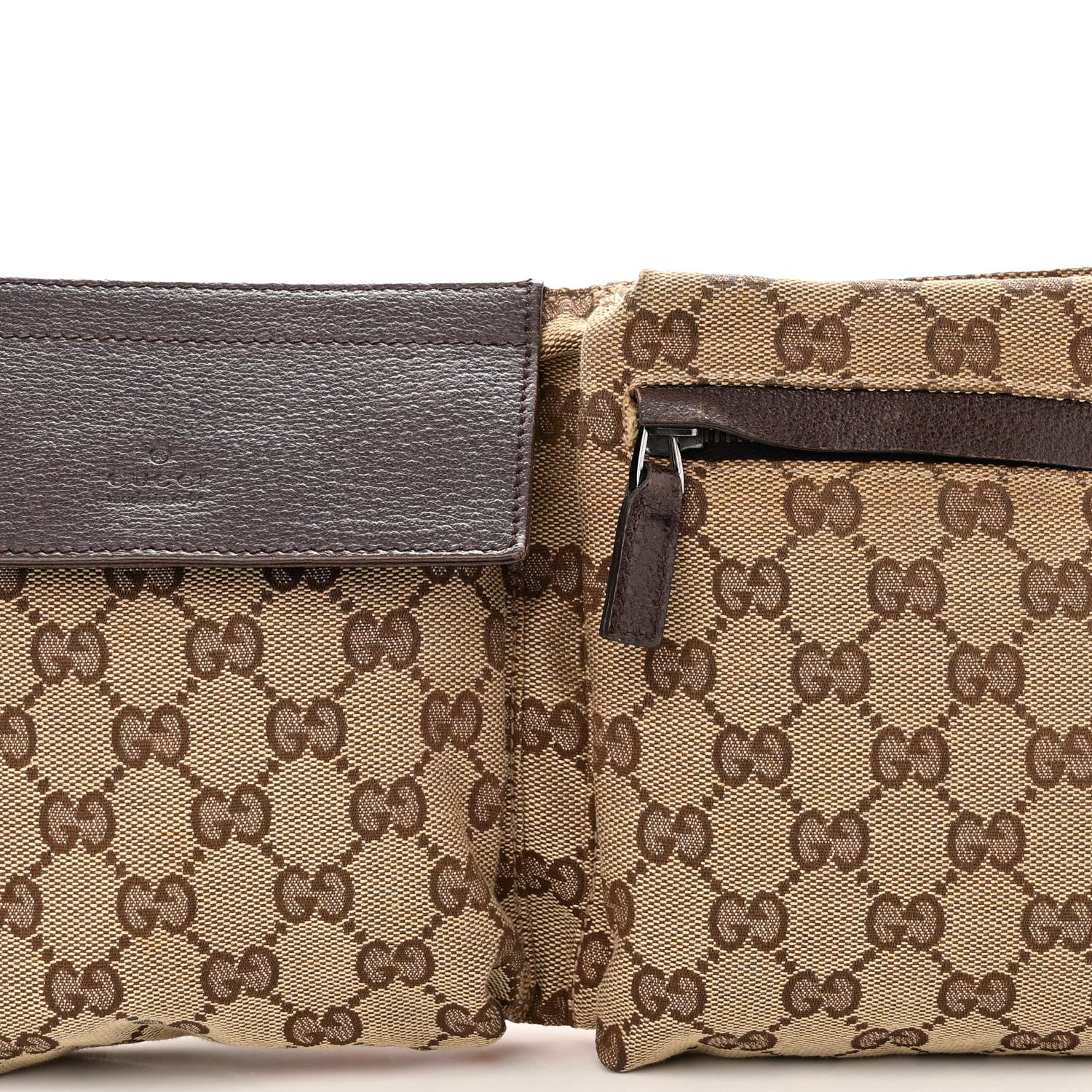Gucci GG Monogram Web Double Pocket Belt Bag Dark Brown 10 of 15