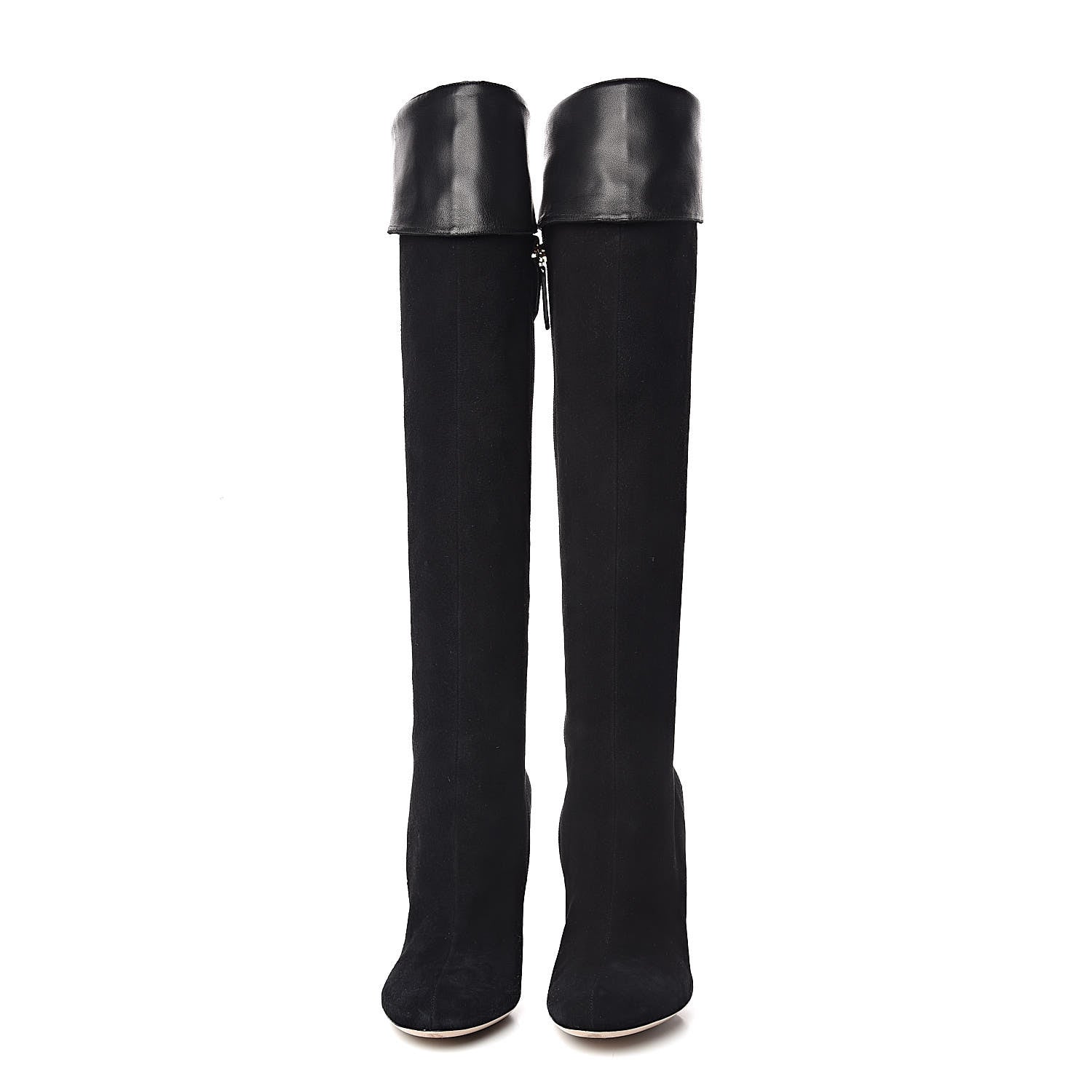 Valentino Garavani Calfskin Suede Bow Tall Boots 40 Black 2 of 9