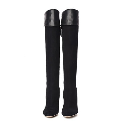 Valentino Garavani Calfskin Suede Bow Tall Boots 40 Black 2 of 9