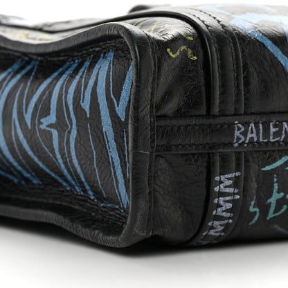 Balenciaga Agneau Arena Graffiti All Over XXS Bazar Shopper Tote Black Multicolor 10 of 12