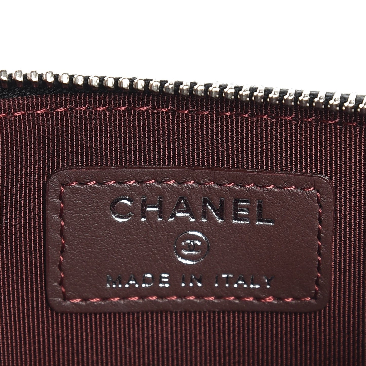 Caviar Chevron Quilted Zip Pouch Black