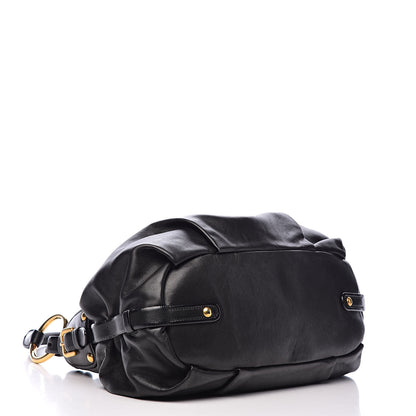 Prada Soft Calfskin Pleated Hobo Black 4 of 11