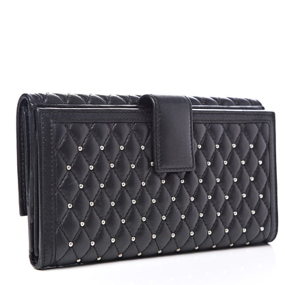 Alexander McQueen Calfskin Quilted Studded Skull Continental Wallet Black 3 of 11