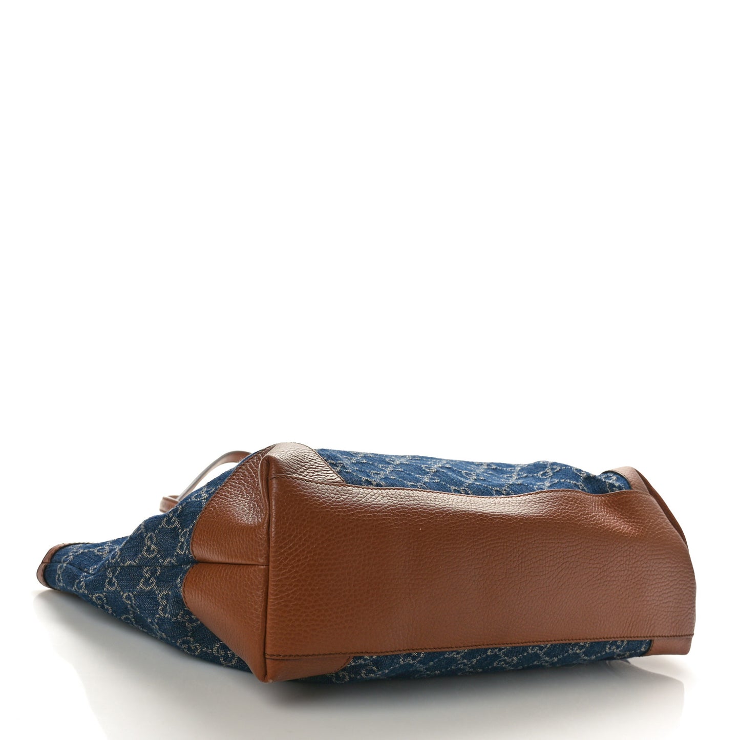 New Denim GG Monogram Medium Ophidia Shopping Tote Blue Tea Cuir