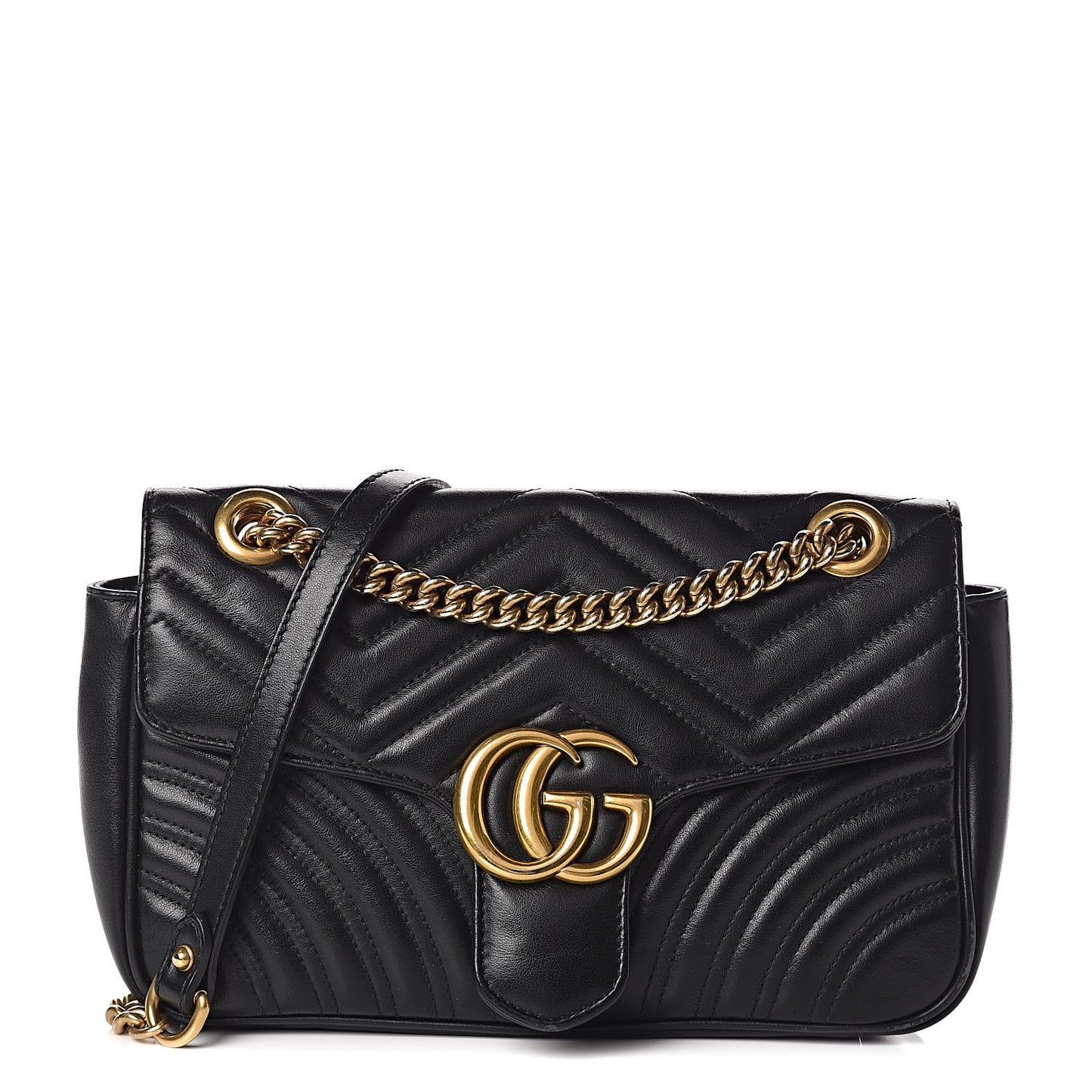 Calfskin Matelasse Small GG Marmont Shoulder Bag Black