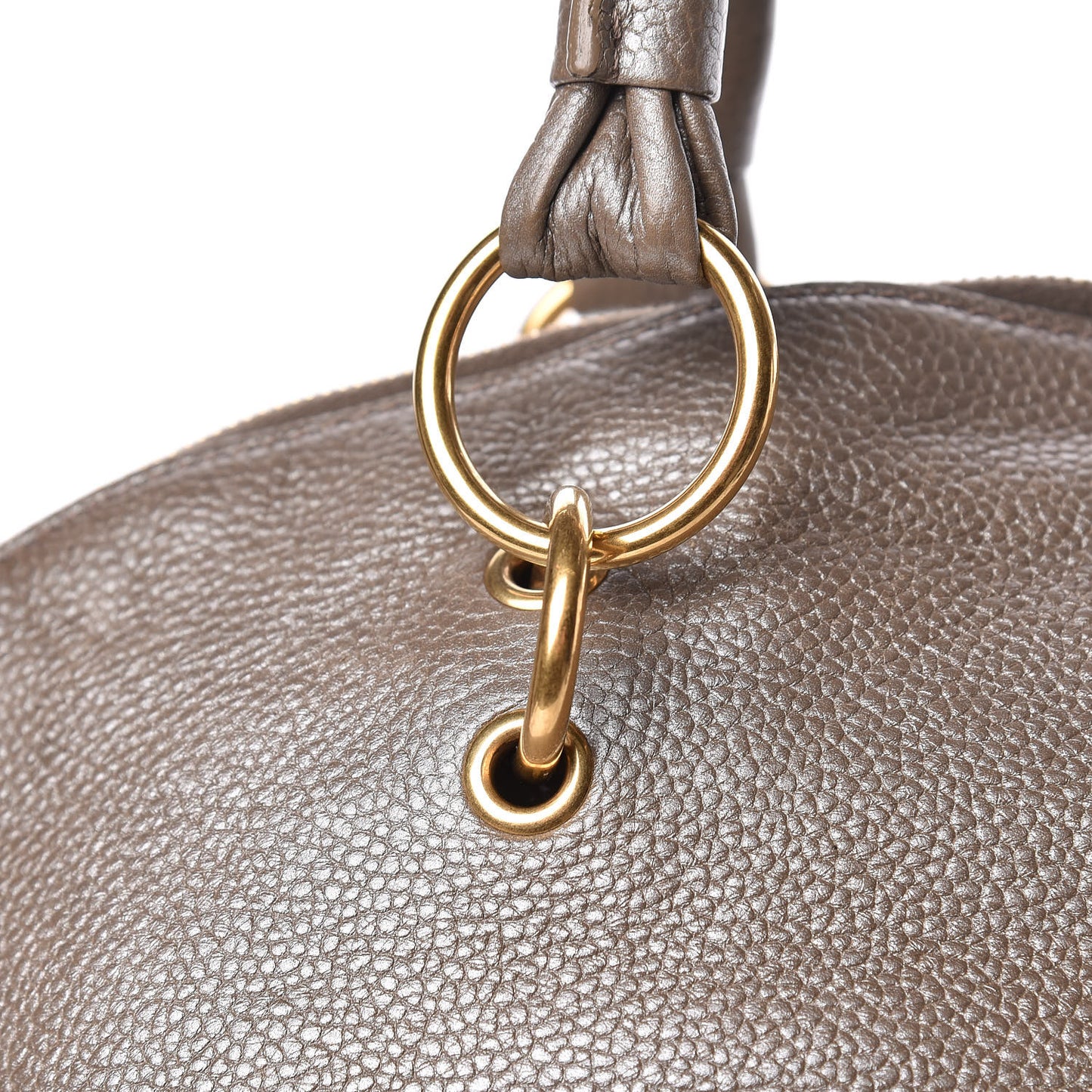 Metallic Calfskin Large Calypso Tote Grey