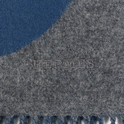 Hermes Cashmere Maillons TGM Scarf Gris Chine Bleu Turquin 4 of 4