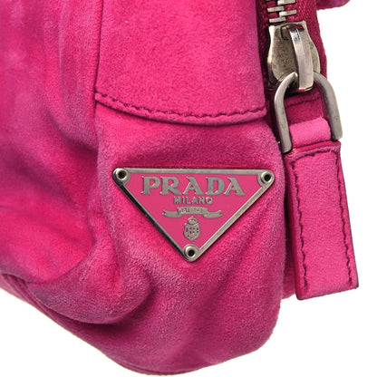 Prada Scamosciato Suede Shoulder Bag Fuxia 10 of 11