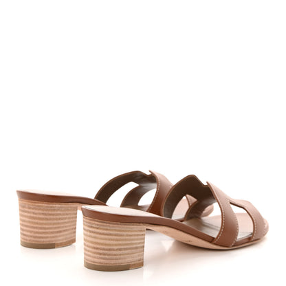 Hermes Calfskin Oasis Sandals 37.5 Gold 4 of 12