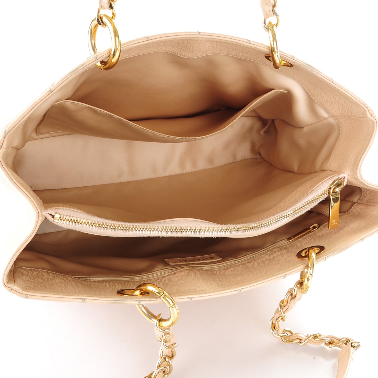 Caviar Quilted Grand Shopping Tote GST Beige Clair