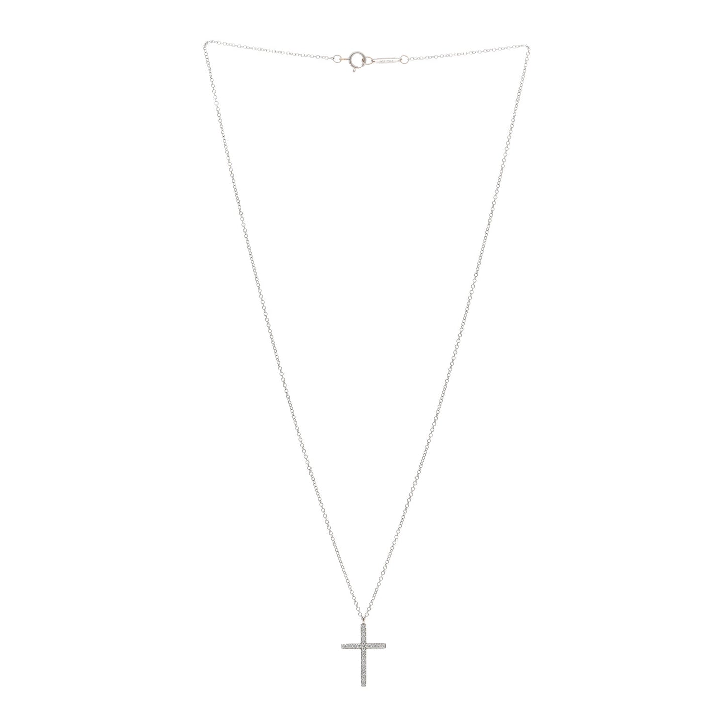 18K White Gold Diamond Cross Pendant Necklace