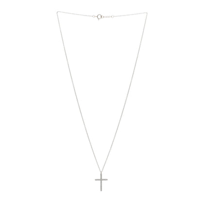 Tiffany 18K White Gold Diamond Cross Pendant Necklace 3 of 5