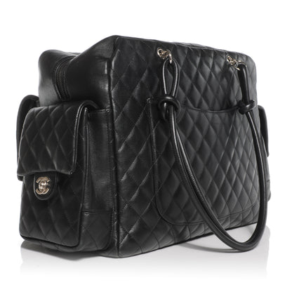 Chanel Calfskin Quilted XL Cambon Multipocket Reporter Black White 3 of 8